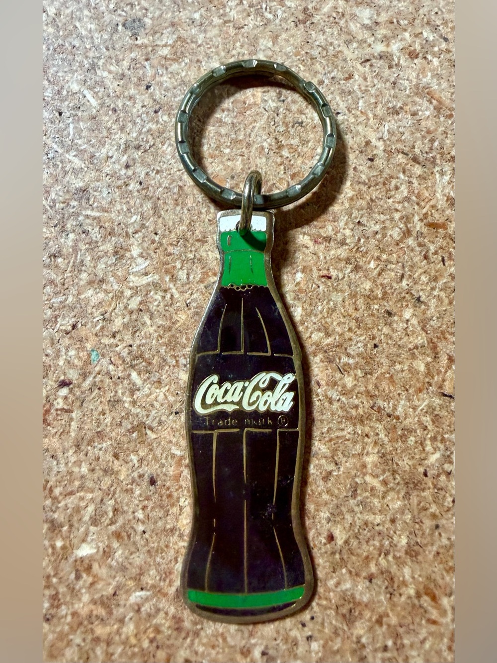 Vintage 80s Retro Coca Cola Contour Glass Bottle Enamel Keychain